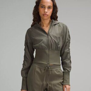 lululemon Ruched Ribbed-Waist Jacket Army Green Sz xl
